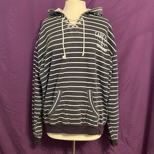 Exist Cape Cod Nautical Charcoal and White Striped Hoodie. Size XL.